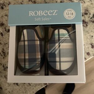 Robeez Blue and Tan Plaid Soft Sole Shoes